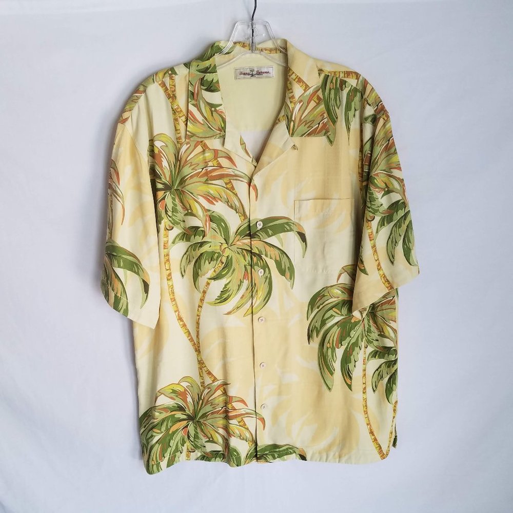 Tommy Bahama Silk Palm‎ Tree Hawaiian Shirt Mens Size Large